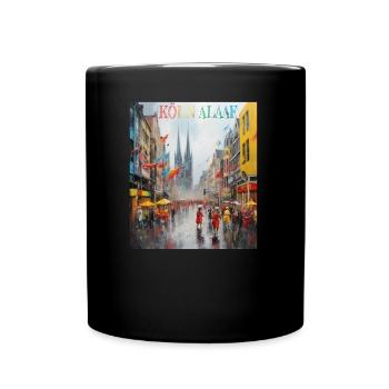 Köln Alaaf Stadtbild, Kölner Karneval, Rosenmontag - Tasse einfarbig - Schwarz - Vorne
