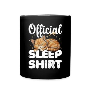 Katze Kätzchen Offizielles Schlafshirt Faul Relax - Tasse einfarbig - Schwarz - Vorne