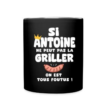 Antoine roi barbecue cadeau antoine fêtes - Mug uni - noir - Devant