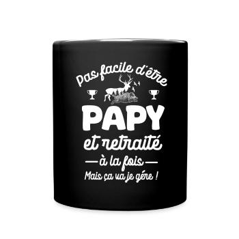 papy chasseur et retraité cadeau chasse fête - Mug uni - noir - Devant