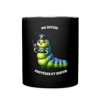Chenille Policier protéger ..- Collection Métiers - Mug uni - noir - Devant