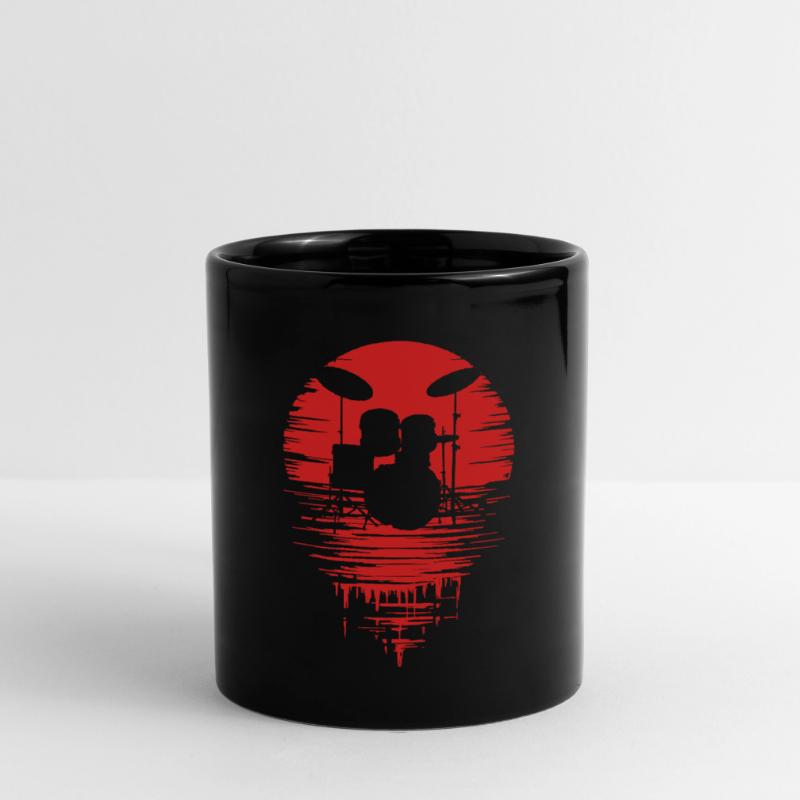 Drumset Silhouette Drums with Reflection Full Colour Mug