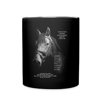 PFERD, PFERDE REITEN ZITATE PHILOSOPHISCH - Tasse einfarbig - Schwarz - Vorne