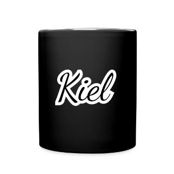 Kiel - Textdesign mit Stadtnamen - Tasse einfarbig - Schwarz - Vorne