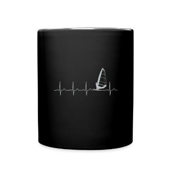 Windsurfing Herzschlag Windsurfer Wind Wasser - Tasse einfarbig - Schwarz - Vorne