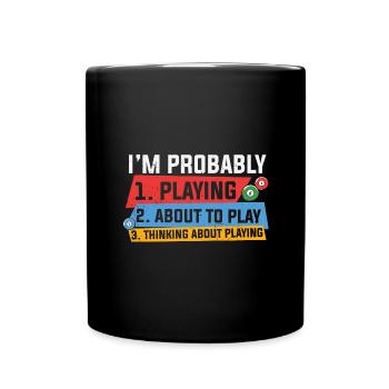 Billard Pool Billard Billardkugel Billardkö 8Ball - Tasse einfarbig - Schwarz - Vorne