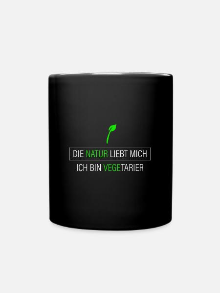 die Natur liebt mich - Vegetarier - Tasse einfarbig - Schwarz