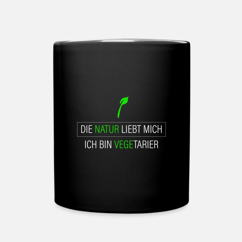 die Natur liebt mich - Vegetarier - Tasse einfarbig - Schwarz