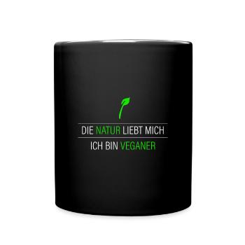 die Natur liebt mich-bin Veganer - Tasse einfarbig - Schwarz - Vorne