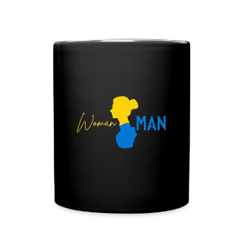 Frau > Mann - Tasse einfarbig - Schwarz - Vorne
