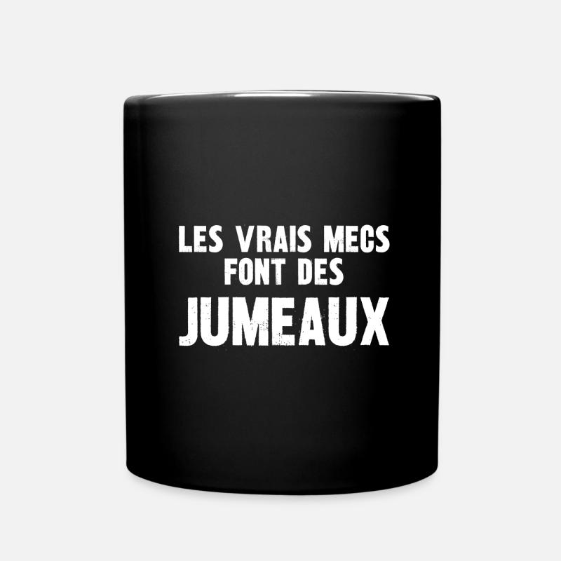 les vrais mecs font des jumeaux - Mug uni - noir