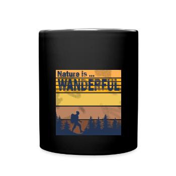 Wanderer Wandern Wanderung Wanderoutfit Ausflug - Tasse einfarbig - Schwarz - Vorne
