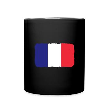Frankreich Flagge Used Look Französische Fahne - Tasse einfarbig - Schwarz - Vorne