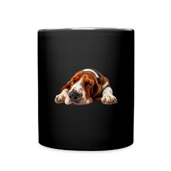 Basset Hound - Tasse einfarbig - Schwarz - Vorne