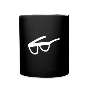 Glasses, Brille gezeichnet, einfach Design - Tasse einfarbig - Schwarz - Vorne