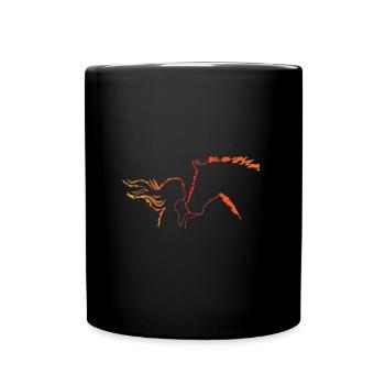 Cheval & Cavalière équitation cadeau filles / dames - Mug uni - noir - Devant