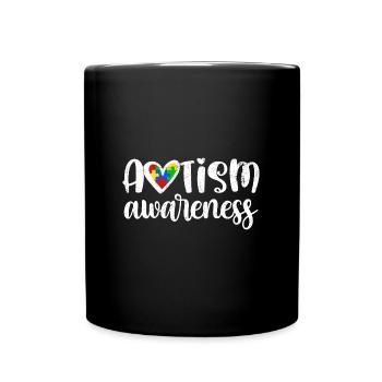 AUTISMUS BEWUSSTSEIN HERZ LIEBE BEHINDERT SPRÜCHE - Tasse einfarbig - Schwarz - Vorne