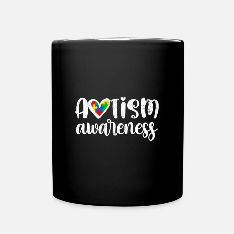 AUTISMUS BEWUSSTSEIN HERZ LIEBE BEHINDERT SPRÜCHE - Tasse einfarbig - Schwarz
