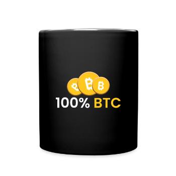 100% BTC - Tasse einfarbig - Schwarz - Vorne