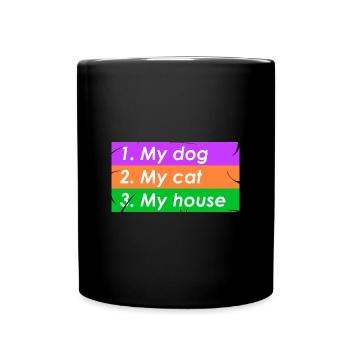 1.mein Hund 2.meine Katze 3.mein Haus - Tasse einfarbig - Schwarz - Vorne