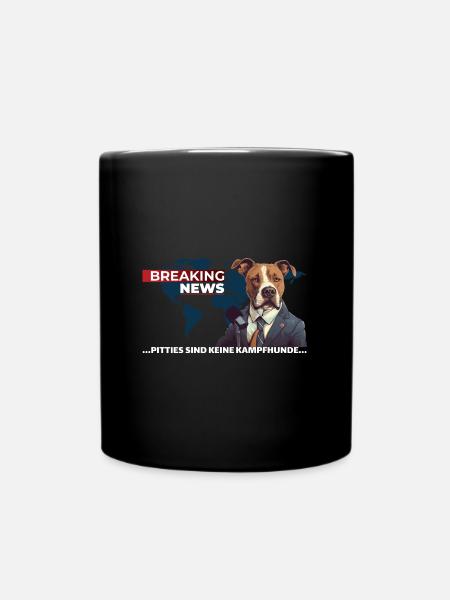 Pitbull Terrier Hundemotiv Kampfhund Pittie Listen - Tasse einfarbig - Schwarz