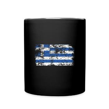 Griechenland Flagge Hellas Athen Griechische Fahne - Tasse einfarbig - Schwarz - Vorne