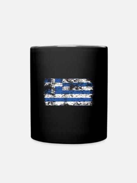 Griechenland Flagge Hellas Athen Griechische Fahne - Tasse einfarbig - Schwarz