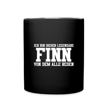 Finn Name Design - Tasse einfarbig - Schwarz - Vorne
