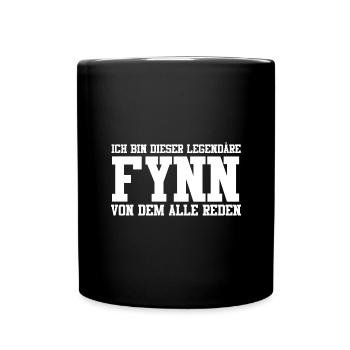 Fynn Name Design - Tasse einfarbig - Schwarz - Vorne