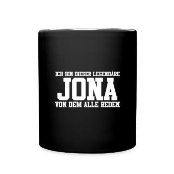 Jona Name Design - Tasse einfarbig - Schwarz - Vorne