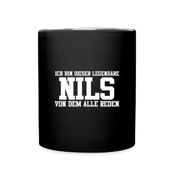 Nils Name Design - Tasse einfarbig - Schwarz - Vorne