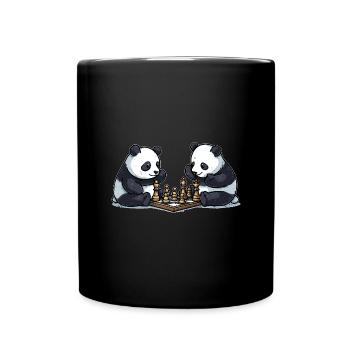 Schach-Pandas - Tasse einfarbig - Schwarz - Vorne