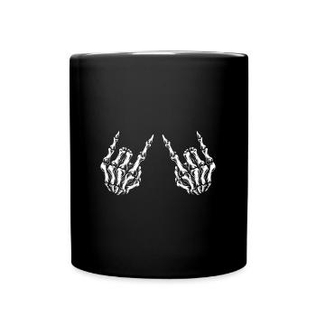 Cadeau d'amant de musique de main de roche de squelette d'Halloween - Mug uni - noir - Devant