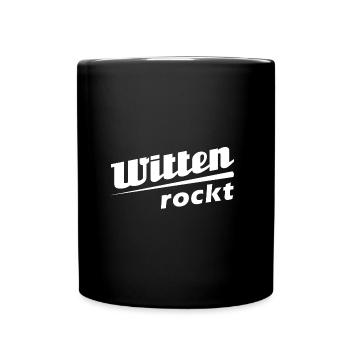 Witten rockt - Textdesign mit Stadtnamen - Tasse einfarbig - Schwarz - Vorne