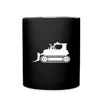 Weiße Planierraupe T-Shirt - Tasse einfarbig - Schwarz - Vorne