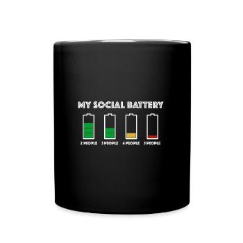 Ma batterie sociale | drôles de dictons, famille - Mug uni - noir - Devant