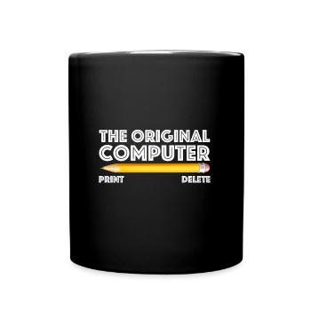 The original computer| Pencil, Eraser - Full Colour Mug - black - Front