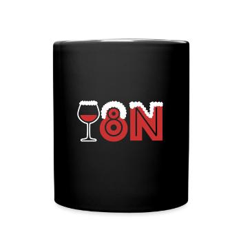 Weihnachten | Wein, Party, feiern, Geschenke - Tasse einfarbig - Schwarz - Vorne