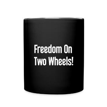 Freedom on Two Wheels - Cyclist Design - Full Colour Mug - black - Front