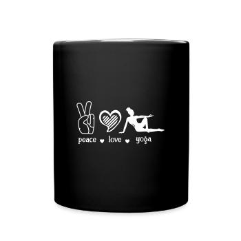 YOGA GYM FIT FITNESS BODY BUILDING PEACE MOTIF - Full Colour Mug - black - Front