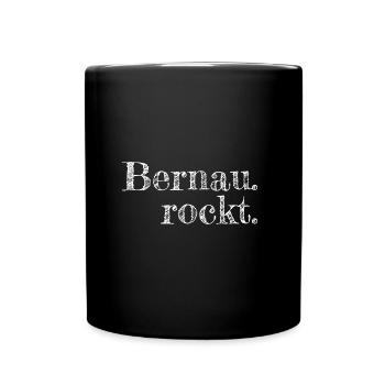 Bernau rockt - Textdesign mit Stadtnamen - Tasse einfarbig - Schwarz - Vorne
