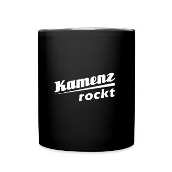 Kamenz rockt - Textdesign mit Stadtnamen - Tasse einfarbig - Schwarz - Vorne