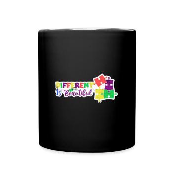 PUZZLE ADHD AUTIST DIFFERENT IS BEAUTIFUL SAYING MOTIFS - Full Colour Mug - black - Front