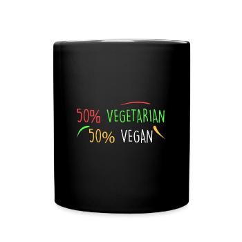 50% végétarien 50% végétalien - Mug uni - noir - Devant