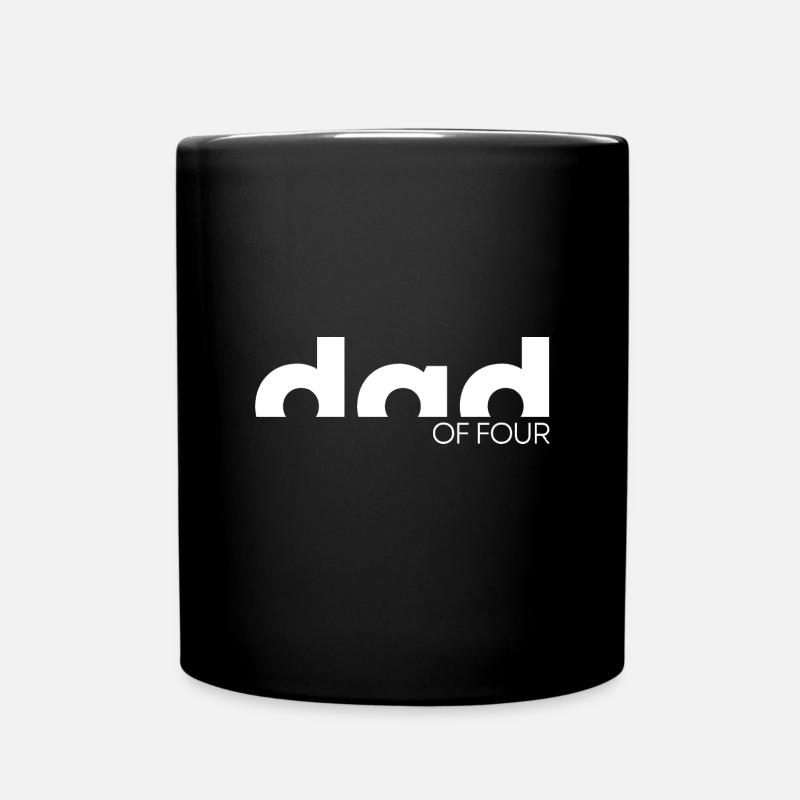 Papa von Vier - Papa Vater Geschenk Vatertag - Tasse einfarbig - Schwarz