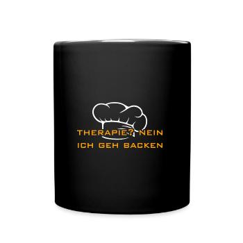 Backen ist meine Therapie - Tasse einfarbig - Schwarz - Vorne