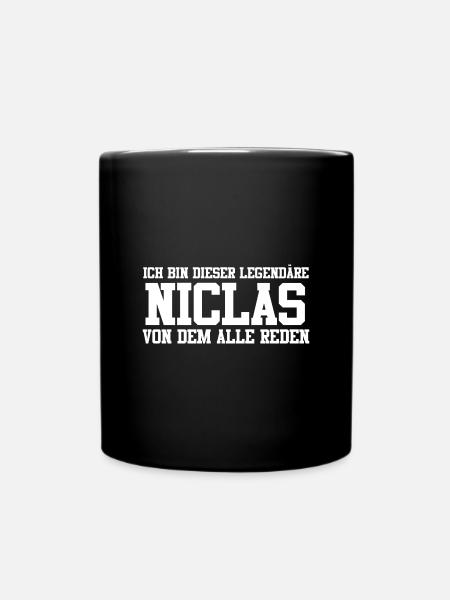 Niclas Name Design - Tasse einfarbig - Schwarz