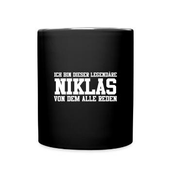 Niklas Name Design - Tasse einfarbig - Schwarz - Vorne
