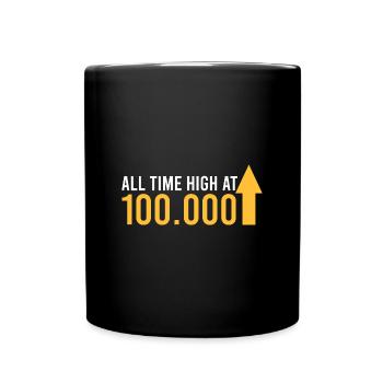 Allzeithoch bei 100.000 - Tasse einfarbig - Schwarz - Vorne