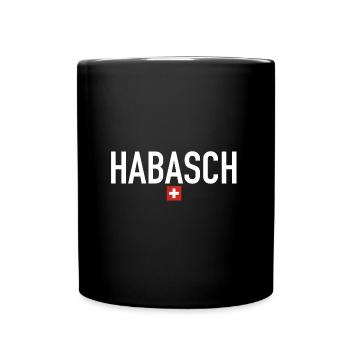 Habasch |Schweiz, Sprichwort, Ski fahren, Fondue - Tasse einfarbig - Schwarz - Vorne